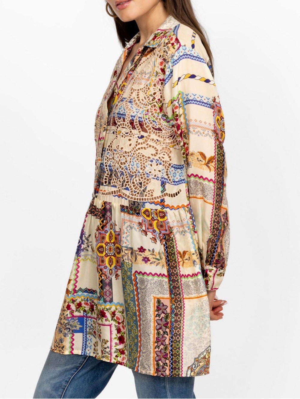 Johnny Was Stano Monroe Patchwork Printed Tunic - Picture 3 of 10